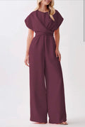 BURGANDY CAP SLEEVE KNOT SHIFT JUMPSUIT
