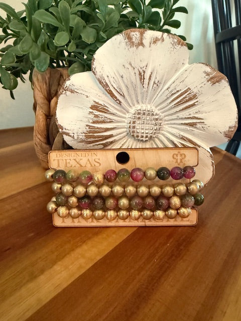 PINK PANACHE DARK PINK AND GOLD BRACELET SET