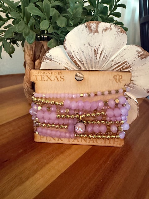 PINK PANACHE BEADED BRACELET STACK SET (PURPLE)
