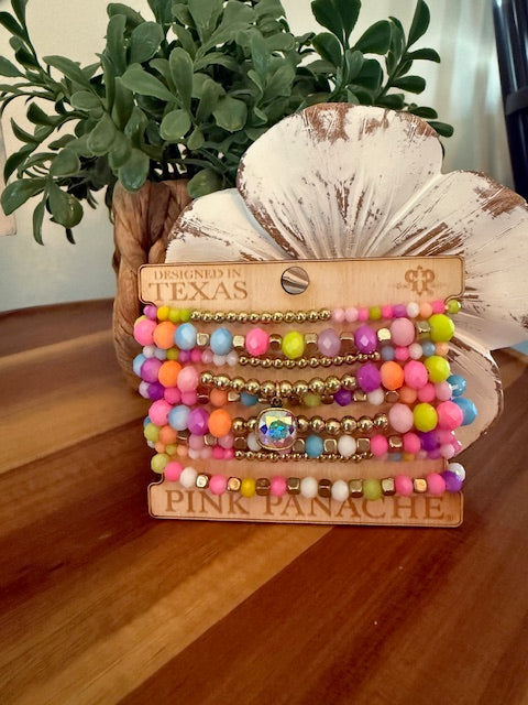 PINK PANACHE BEADED BRACELET STACK (MULTI COLOR)