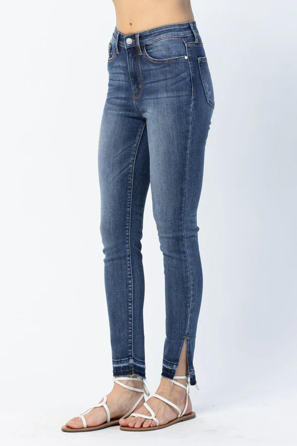 JUDY BLUE HIGH WAIST SKINNY FIT RETRO HEM (ANKLE SLIT)