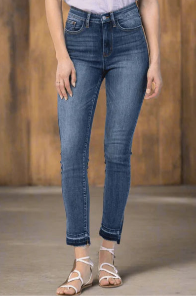 JUDY BLUE HIGH WAIST SKINNY FIT RETRO HEM (ANKLE SLIT)