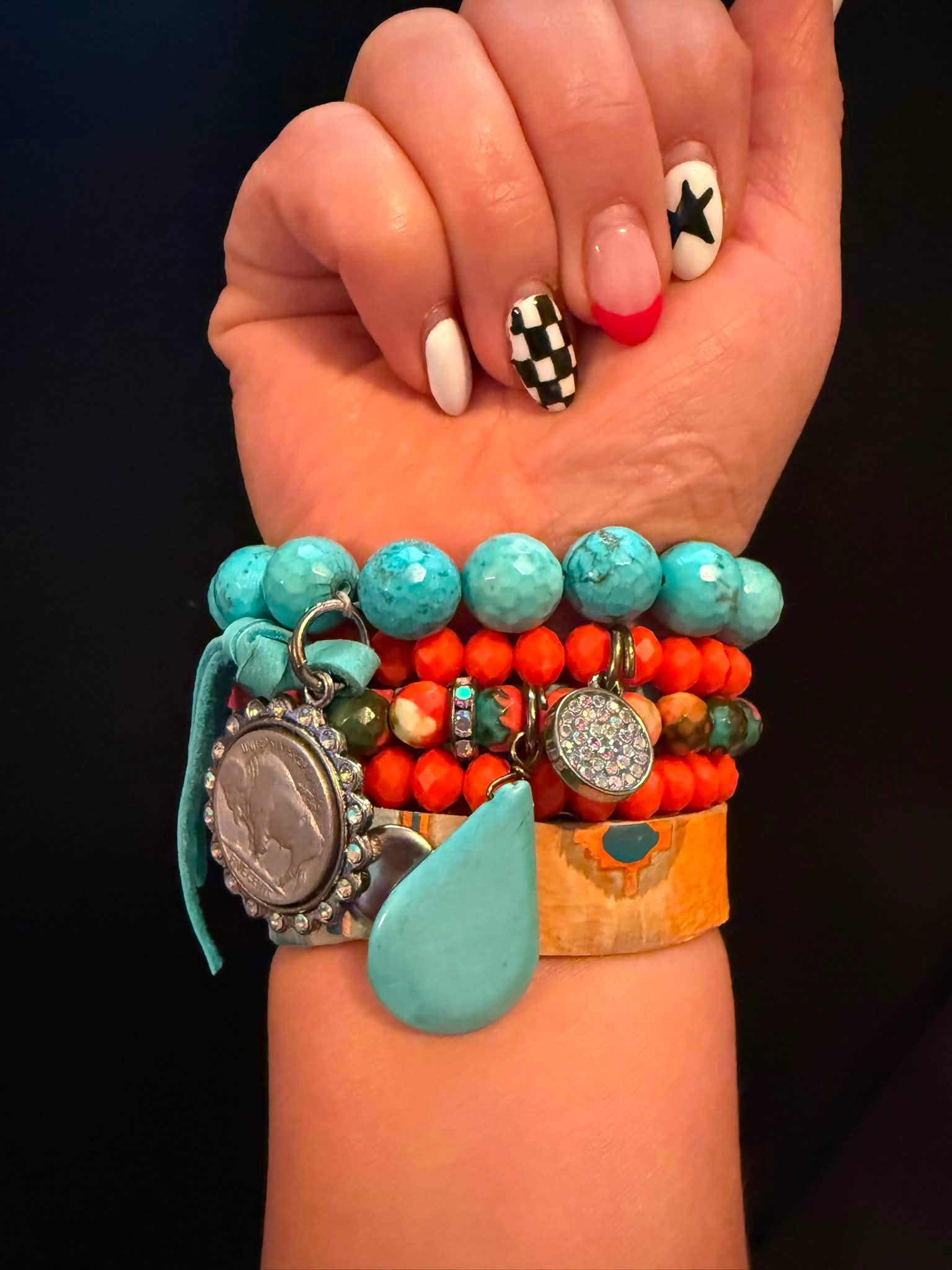 SANDRA LING TURQUOISE / ORANGE STACK
