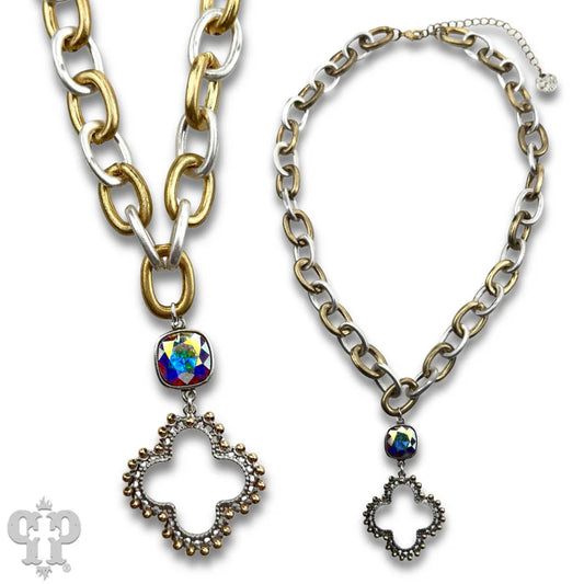 Clover Cross Necklace with Australian Crystal