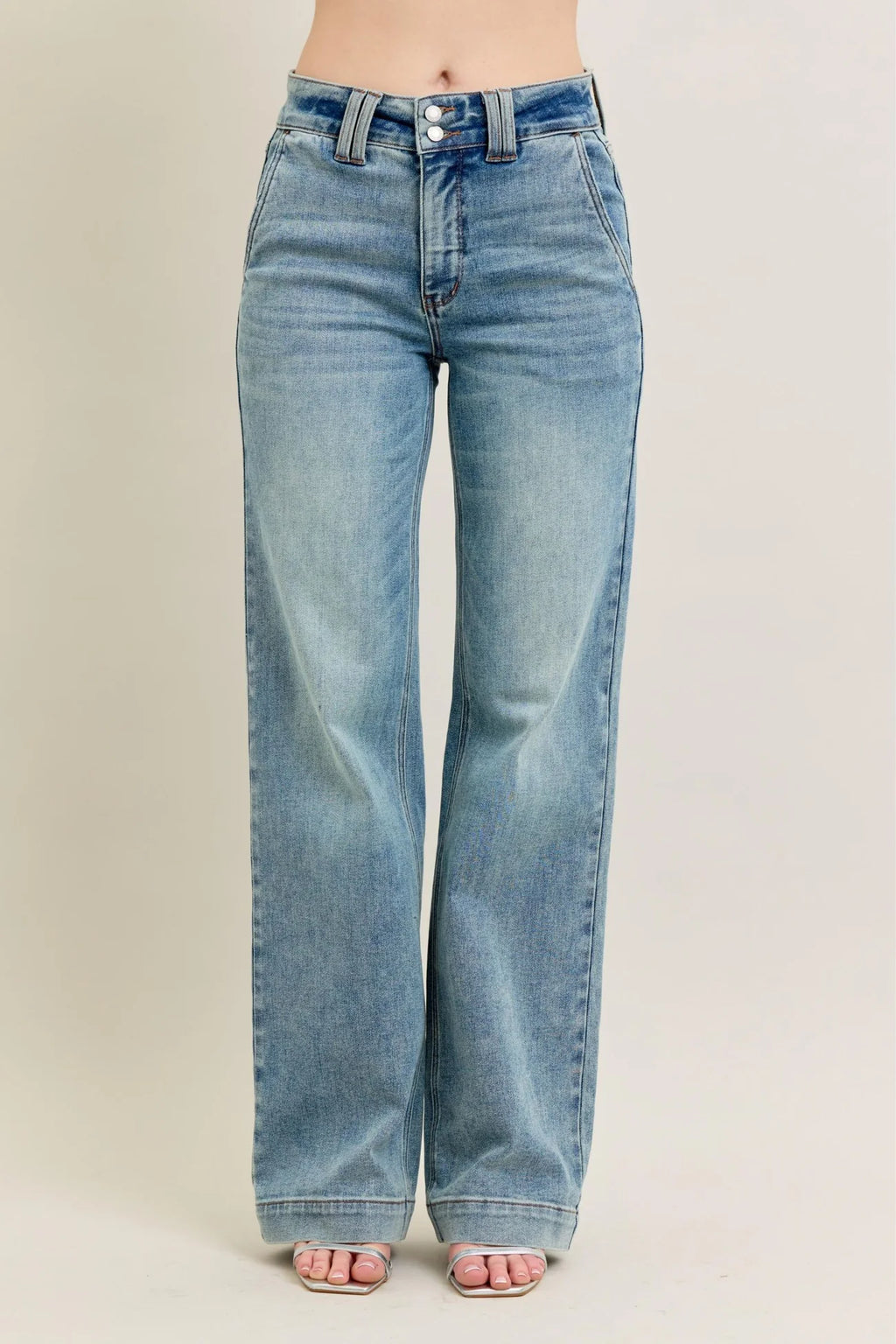 JUDY BLUE HW TROUSER WIDE LEG JEANS