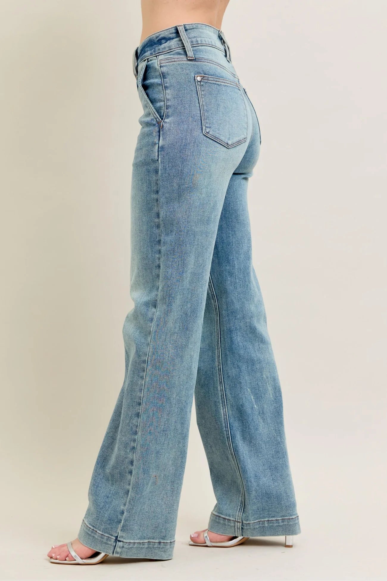 JUDY BLUE HW TROUSER WIDE LEG JEANS