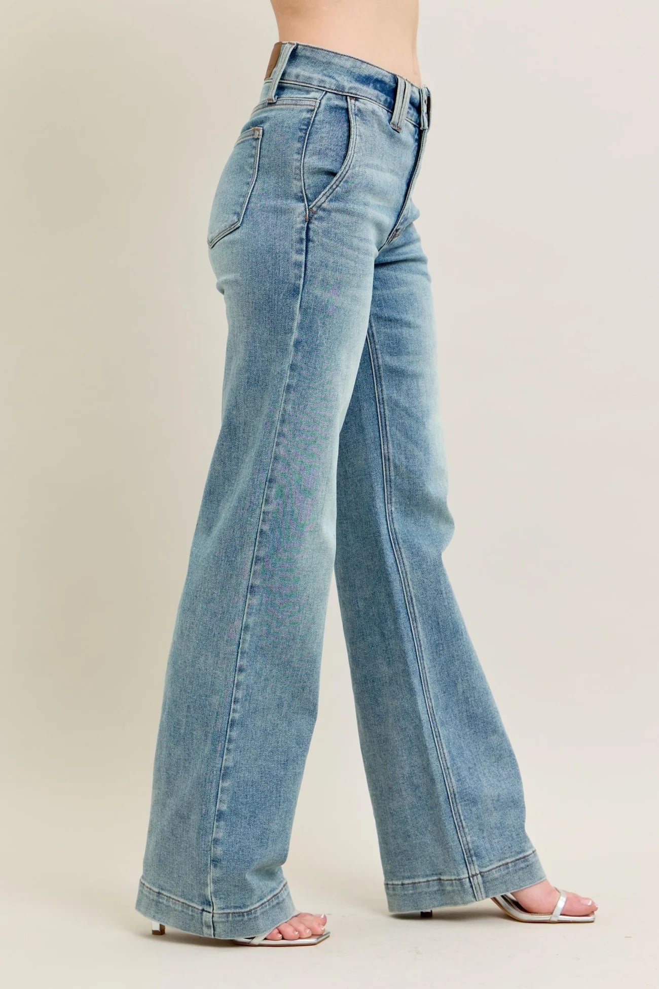 JUDY BLUE HW TROUSER WIDE LEG JEANS