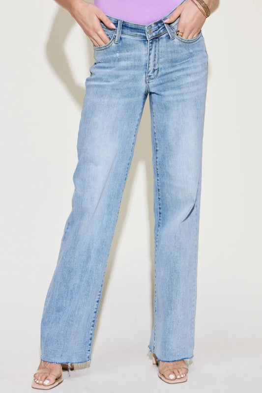 JUDY BLUE HIGH WAIST YOKE FRONT HEM